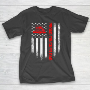 Father gift shirt Vintage USA American Flag Proud Trucker Truck Driver Dad T Shirt T-Shirt