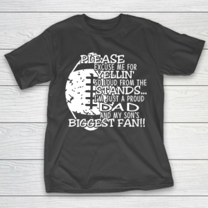 Father’s Day Funny Gift Ideas Apparel  Football Dad Sons Biggest Fan T Shirt T-Shirt