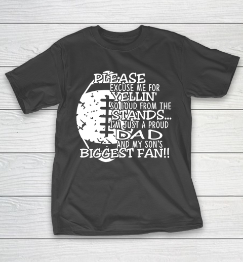 Father’s Day Funny Gift Ideas Apparel  Football Dad Sons Biggest Fan T Shirt T-Shirt
