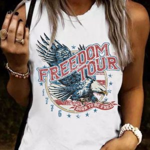 Freedom Tour Born To Be Free Independence Day Patriotic Tank T Shirt