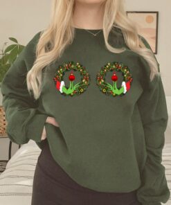 Funny Grinchs Hand Is On The Breast Christmas Sweatshirt Hoodie 1