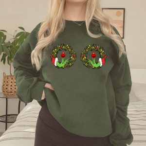 Funny Grinchs Hand Is On The Breast Christmas Sweatshirt Hoodie 1