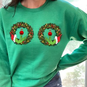 Funny Grinchs Hand Is On The Breast Christmas Sweatshirt Hoodie 2