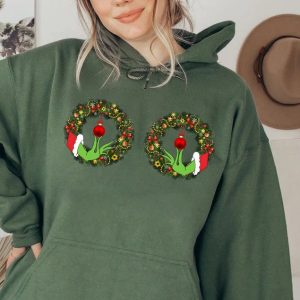 Funny Grinchs Hand Is On The Breast Christmas Sweatshirt Hoodie 4