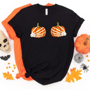 Funny Halloween Pumpkin Boobies Thanksgiving Shirt