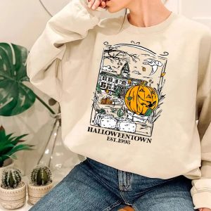 Funny Halloweentown Est 1998 University Halloween Pumpkin Crewneck Sweatshirt