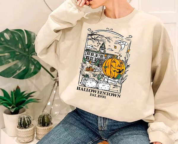 Funny Halloweentown Est 1998 University Halloween Pumpkin Crewneck Sweatshirt