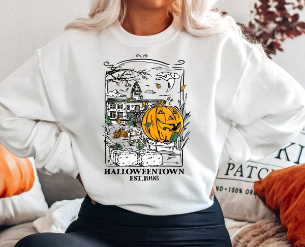 Funny Halloweentown Est 1998 University Halloween Pumpkin Crewneck Sweatshirt