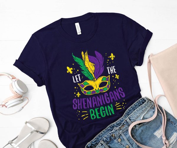 Funny Mardi Gras Carnival Let The Shenanigans Begin Jester T Shirt