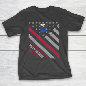 GrandFather gift shirt Vintage Flag Veteran Super Proud Navy Seabee Grandpa T Shirt T-Shirt