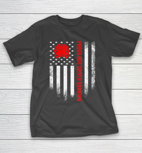 GrandFather gift shirt Vintage USA American Flag Proud School Bus Driver Grandpa T Shirt T-Shirt