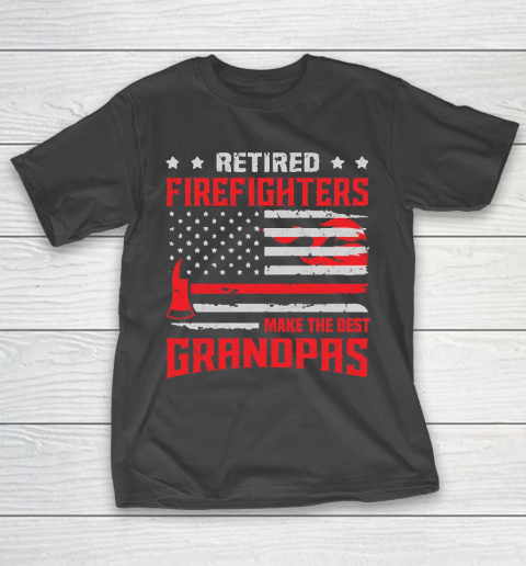 Grandpa Funny Gift Apparel  Retired Firefighter Grandpa Thin Red Line T-Shirt