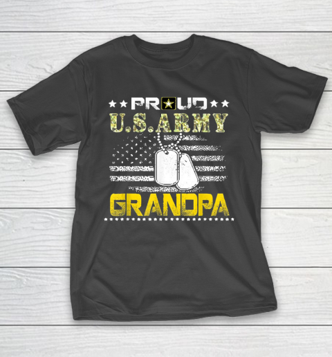 Grandpa Funny Gift Apparel  Vintage Proud Grandpa Usarmy Veteran Flag Gif T-Shirt