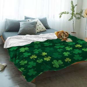 Green Four Leaf Clover St.Patrick’s Day Blanket