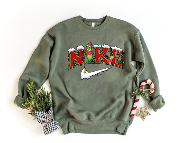 Grinch Christmas Santa Claus Crewneck Sweatshirt Sweater