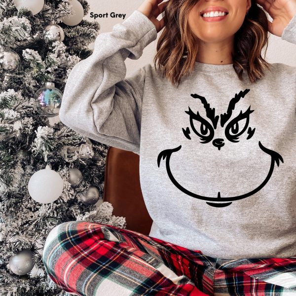 Grinch Face Sweatshirt Hoodie Shirt