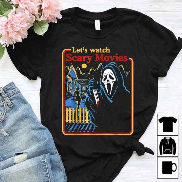 Halloween Costumes Lets Watch Scary Movies Scream Horror Shirt