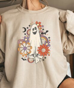 Halloween Ghost Floral Boho Trick or Treat Spooky Ghost Sweatshirt 1