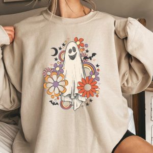 Halloween Ghost Floral Boho Trick or Treat Spooky Ghost Sweatshirt