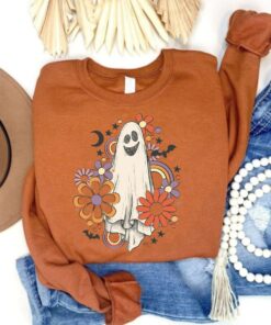 Halloween Ghost Floral Boho Trick or Treat Spooky Ghost Sweatshirt 1 Halloween Ghost Floral Boho Trick or Treat Spooky Ghost Sweatshirt 2
