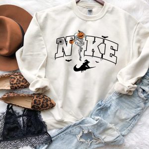 Halloween Swoosh Skeleton Pumpkin Fall Sweatshirt 1 1