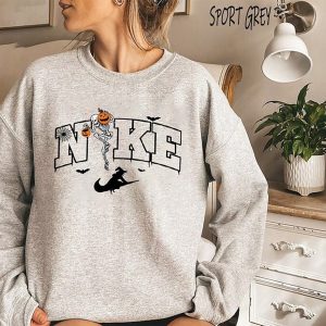 Halloween Swoosh Skeleton Pumpkin Fall Sweatshirt 4 1