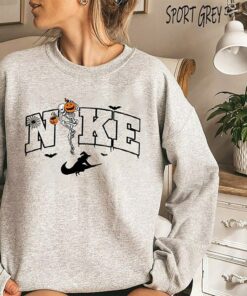 Halloween Swoosh Skeleton Pumpkin Fall Sweatshirt 4