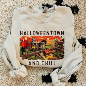 Halloweentown And Chill  Funny Fall School Halloween Crewneck Sweatshirt