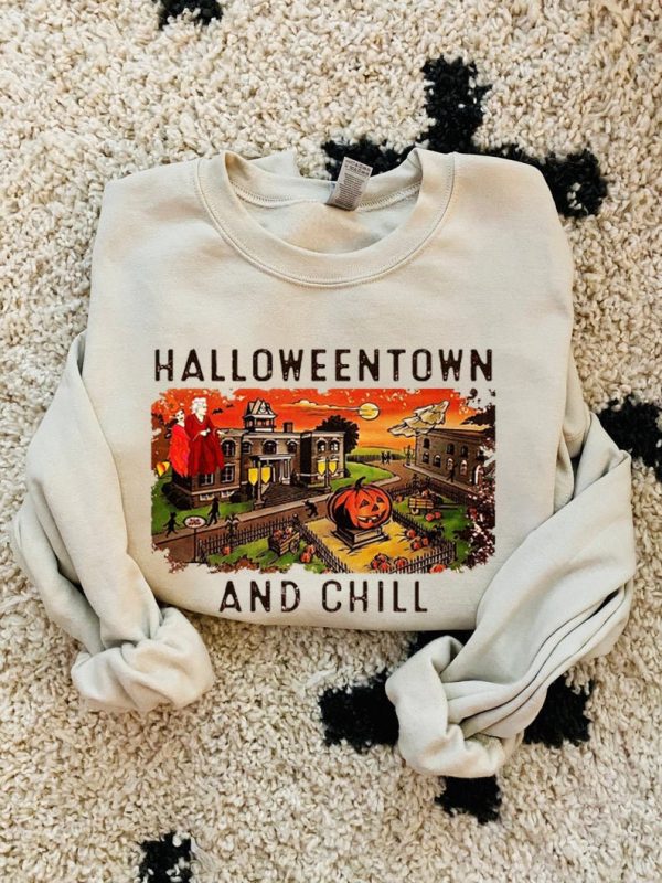 Halloweentown And Chill  Funny Fall School Halloween Crewneck Sweatshirt