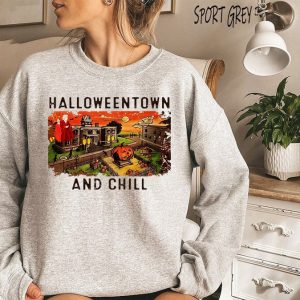 Halloweentown And Chill  Funny Fall School Halloween Crewneck Sweatshirt