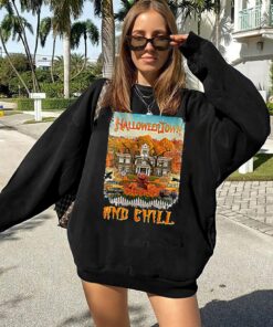 Halloweentown And Chill Pumpkin Fall Sweatshirt 3