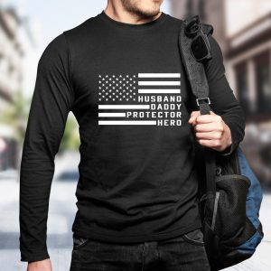 Husband Dady Hero American Flag Fathers’s Day New Daddy Shirt