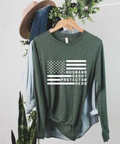 Husband Dady Hero American Flag Fatherss Day New Daddy Shirt 4