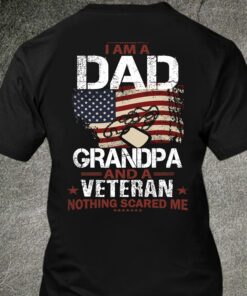 I Am Dad Grandpa And Veteran Nothing Scares Me Fathers Day T Shirt 2