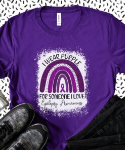 I Wear Purple For Someone Love Epilepsy Awareness Rainbow Shirt 1