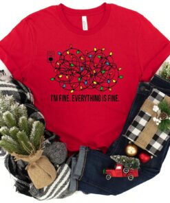 Im Fine Everything Is Christmas Lights Sweatshirt Shirt 2