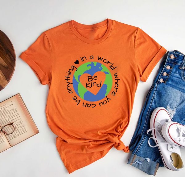 In A World Where You Can Be Anything Kind Kids Orange Harmony Day Shirt