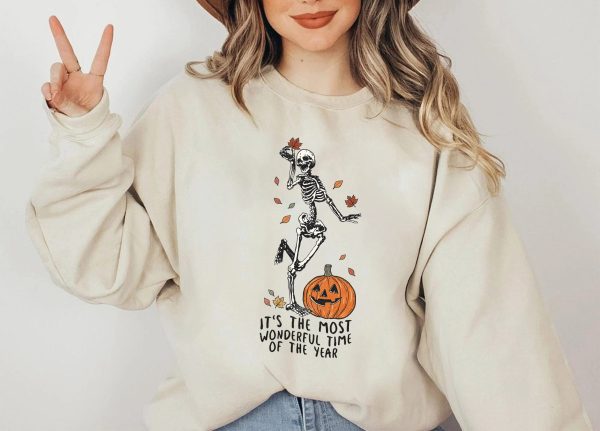 It’s The Most Wonderful Time Of Year Skeleton Dancing Halloween Sweatshirt