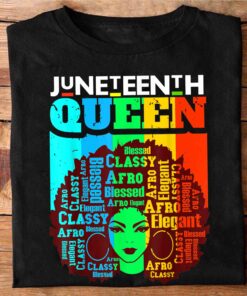 Juneteenth 1865 Junteenth Queen Afro Melanin Black Girl T Shirt 1