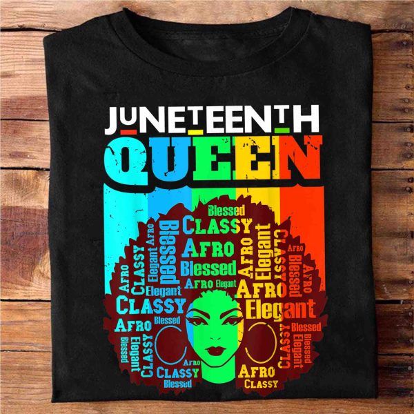 Juneteenth 1865 Junteenth Queen Afro Melanin Black Girl T Shirt