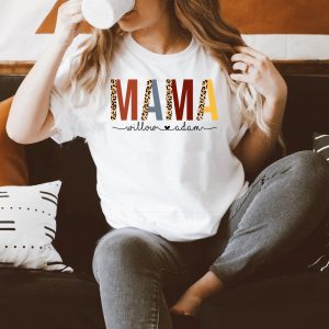 Leopard Mam With Kids Name Mama Personalized Shirt