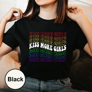 Lesbian Pride Kiss More Girls Rainbow Flag Shirt