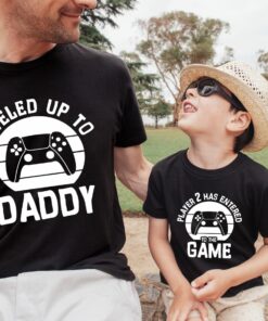 Leveled Up To Daddy Player 2 Has Entered Game Gamer Dad Shirt 1