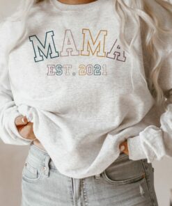 Mama Est Mom Established New To Be Crewneck Sweatshirt 1 Mama Est Mom Established New To Be Crewneck Sweatshirt 2