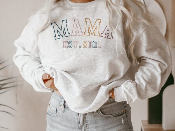 Mama Est Mom Established New To Be Crewneck Sweatshirt