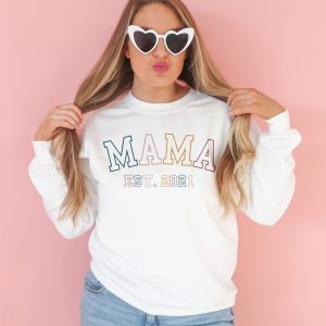 Mama Est Mom Established New To Be Crewneck Sweatshirt 3