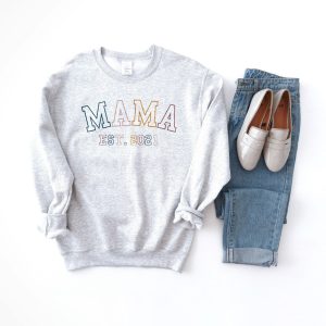 Mama Est Mom Established New To Be Crewneck Sweatshirt 4