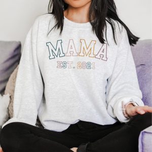 Mama Est Mom Established New To Be Crewneck Sweatshirt 5