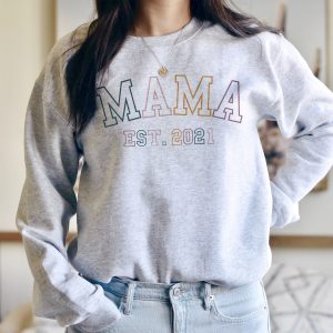 Mama Est Mom Established New To Be Crewneck Sweatshirt 6