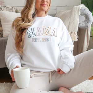 Mama Est Mom Established New To Be Crewneck Sweatshirt 7